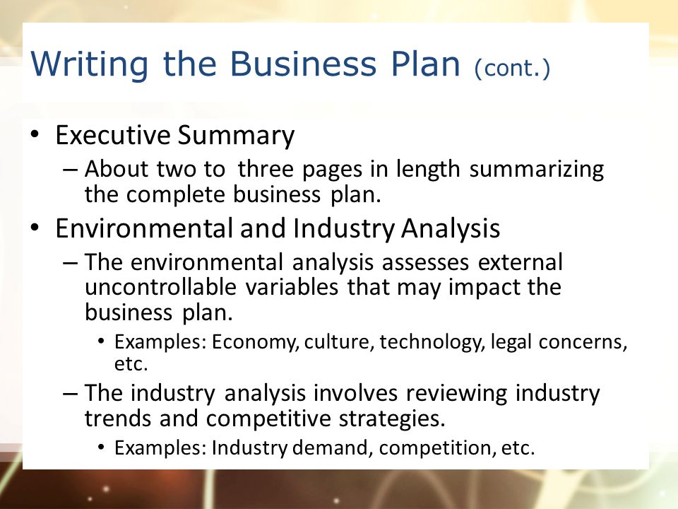 The Executive Summary of a Business Plan